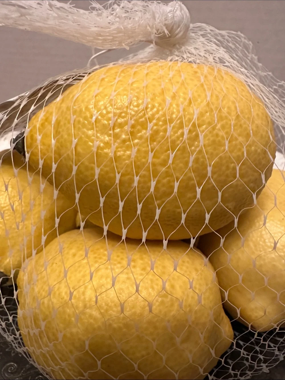 Pottery Barn Yellow Decorative Faux Lemons in Mesh Bag